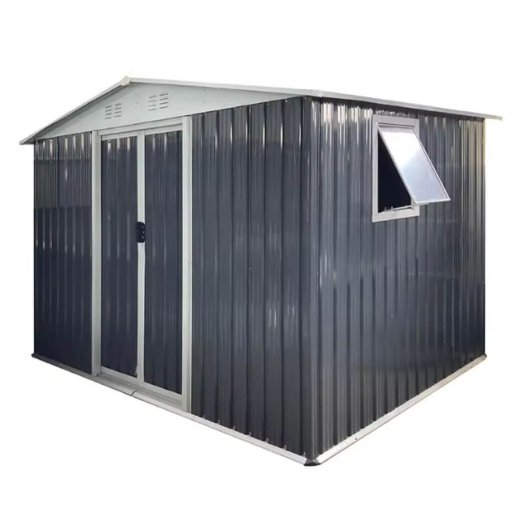 Dark Gray Storage Shed with Window