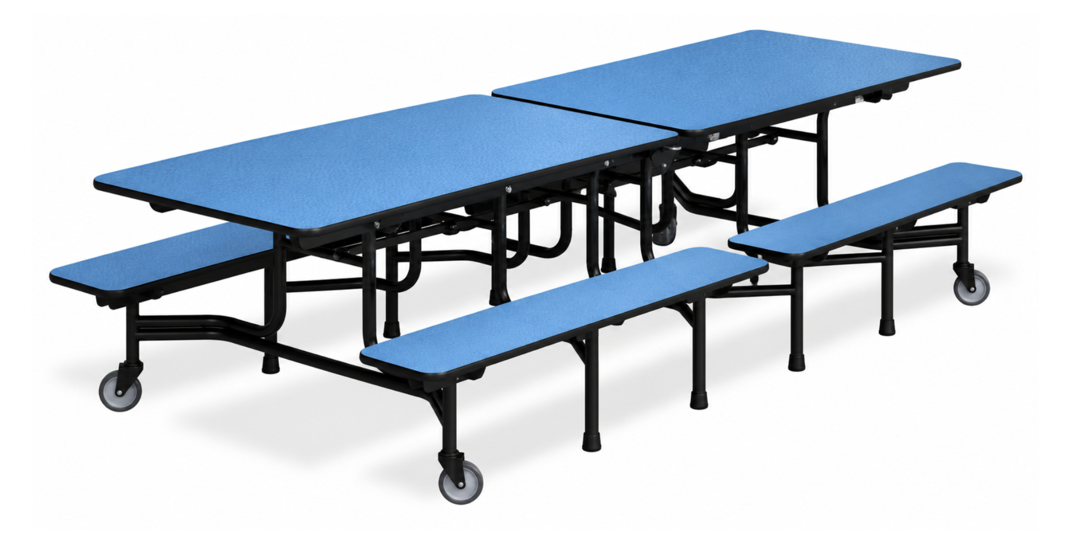 Bench Style Cafeteria Table — 8 ft — Blue Laminate