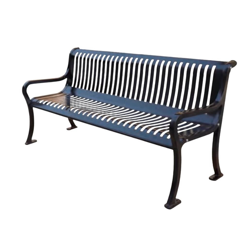 Classic Metal Slat Bench with Armrests