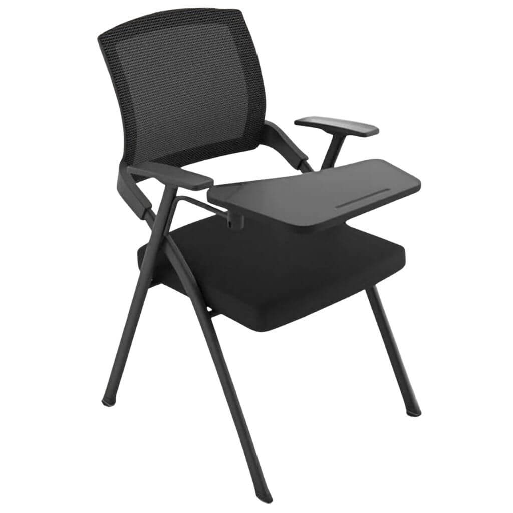 Black Mesh Training Chair with Gray Tablet Arm
