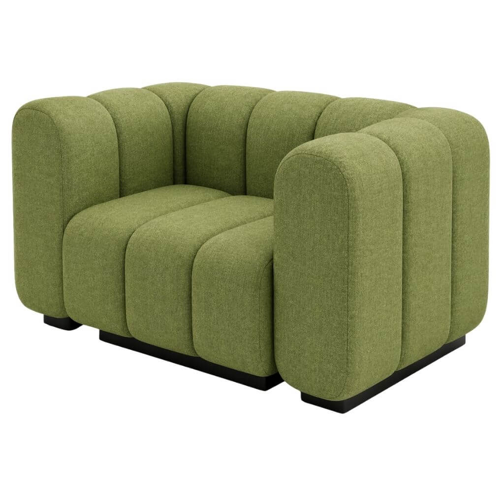 Green Ribbed Corner Lounge Chair