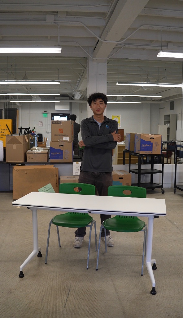 School Center team in the warehouse