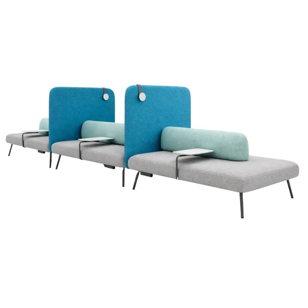 Blue and Gray Modular Lounge Set with Side Tables