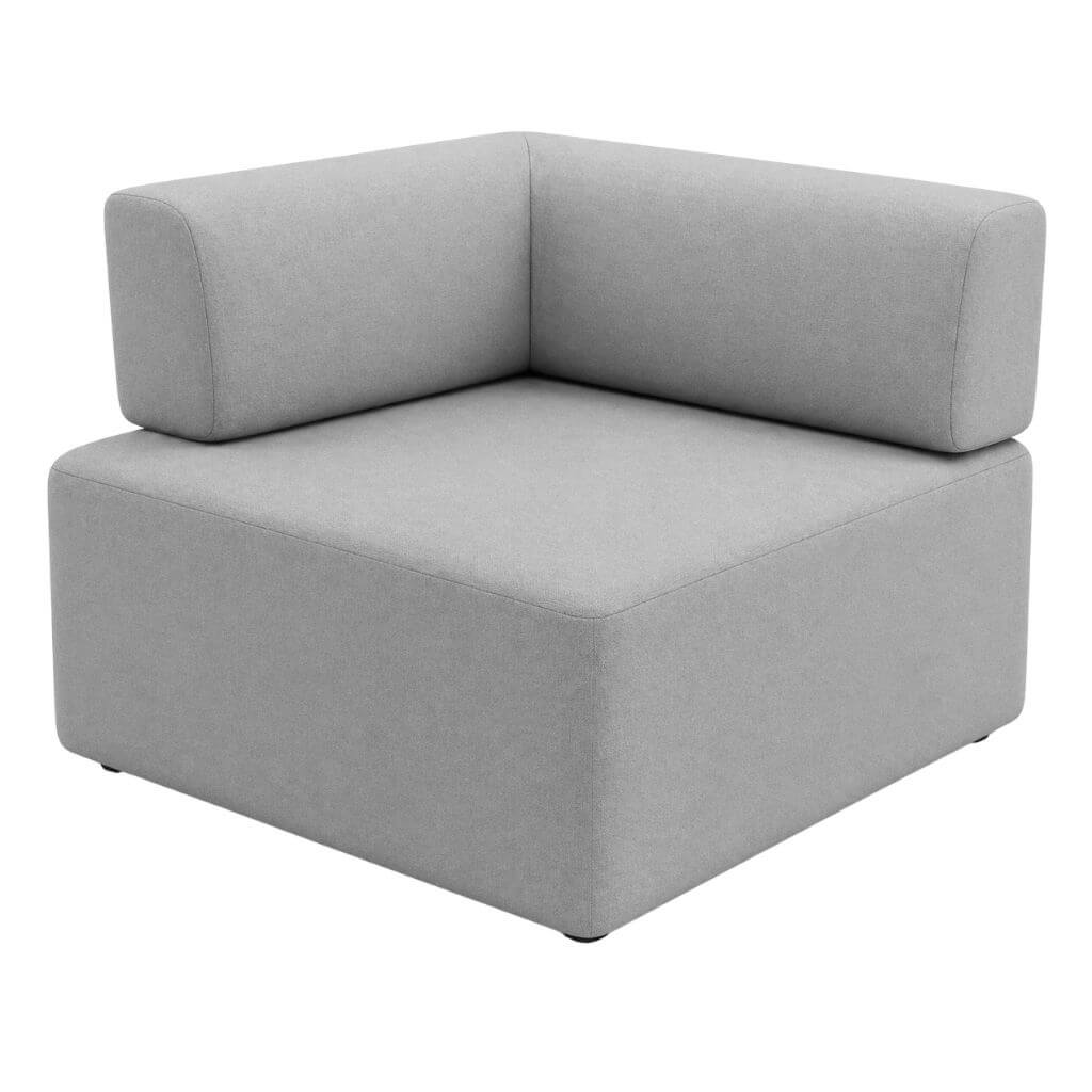 Gray Square Modular Corner Seat with Dual Bolster Backs