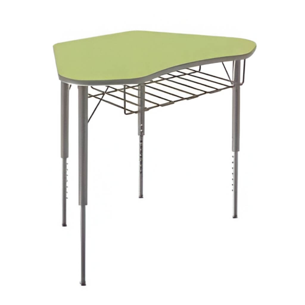 Boomerang Student Desk with Wire Book Basket