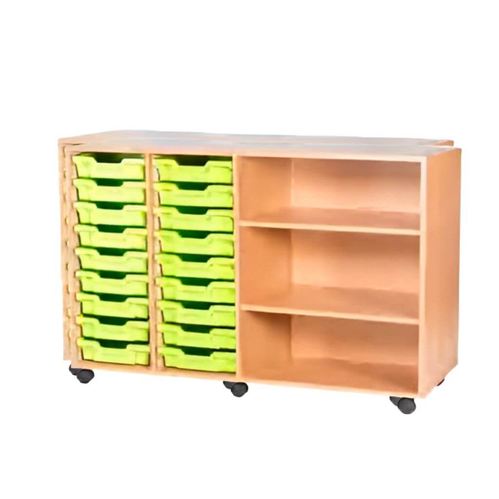 Mobile Classroom Tray Storage Cart with Shelves
