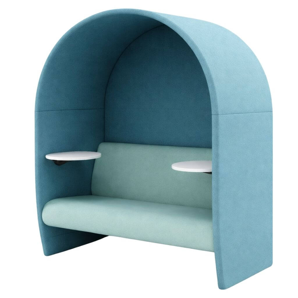 Blue Arched Two-Seat Privacy Lounge Sofa with Tablet Arms