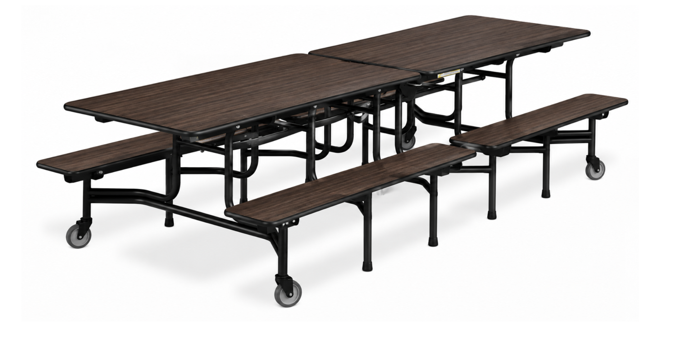 Bench Style Cafeteria Table — 8 ft — Dark Walnut Woodgrain