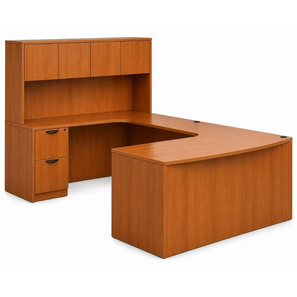 Compact L-Shape Office Desk with Mobile Pedestal