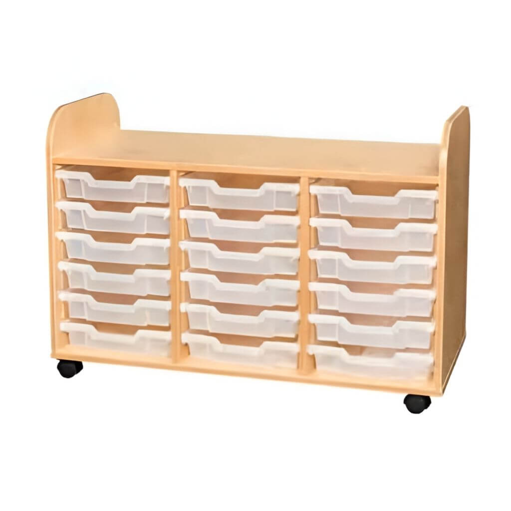 Mobile Classroom Tray Storage Organizer Wood
