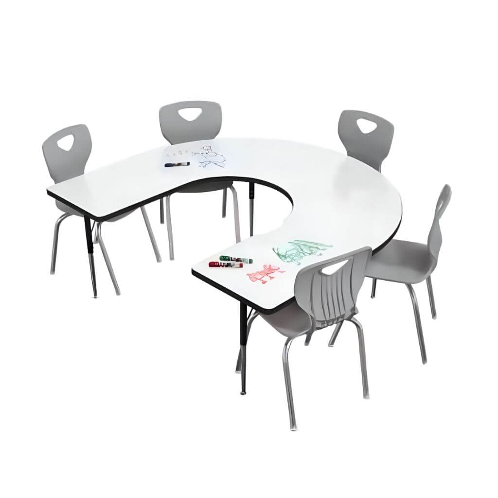 Dry Erase Horseshoe Collaborative Learning Desk Set