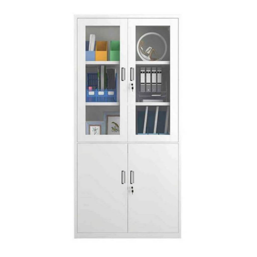 White Glass Door Storage Cabinet