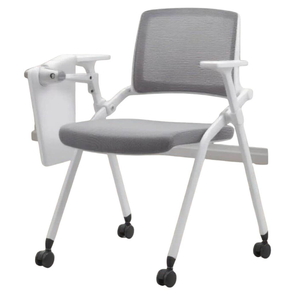 Gray and White Mobile Training Chair with Tablet Arm