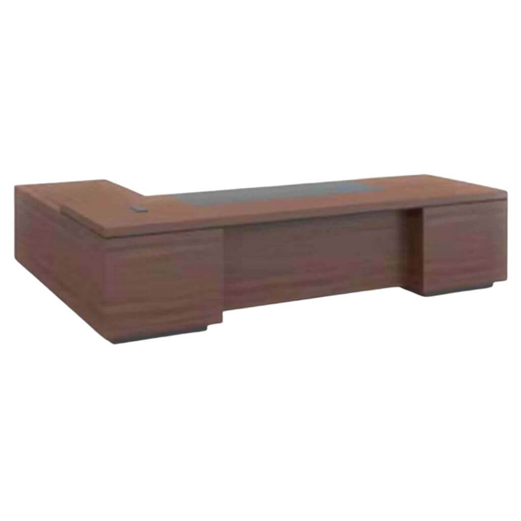 Dark Wood Modern L-Shaped Executive Desk