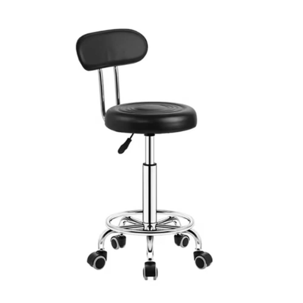 Adjustable Lab Stool with Backrest and Wheels