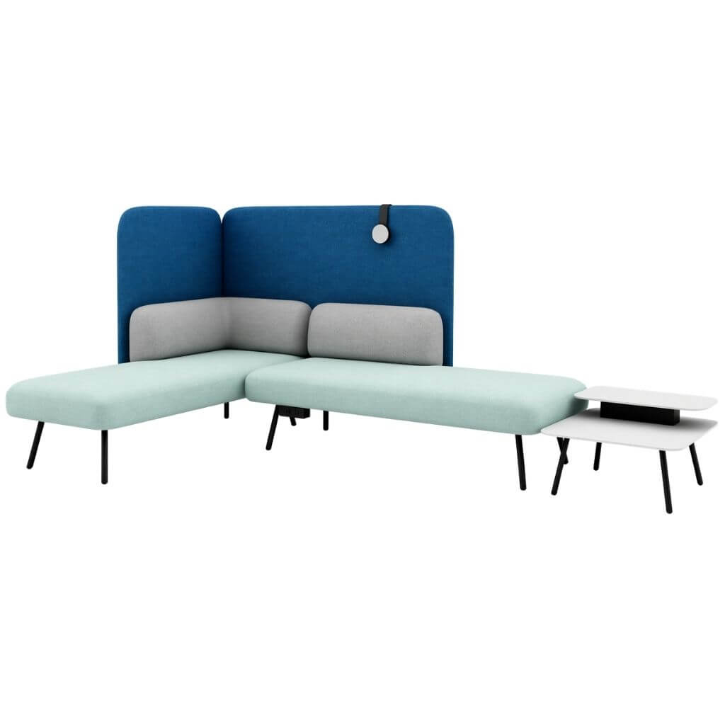 Blue Modular Lounge Set with Side Tables