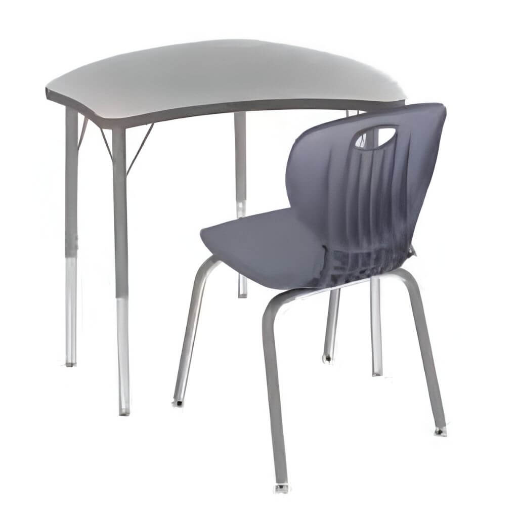 Curved Corner Student Desk with Chair