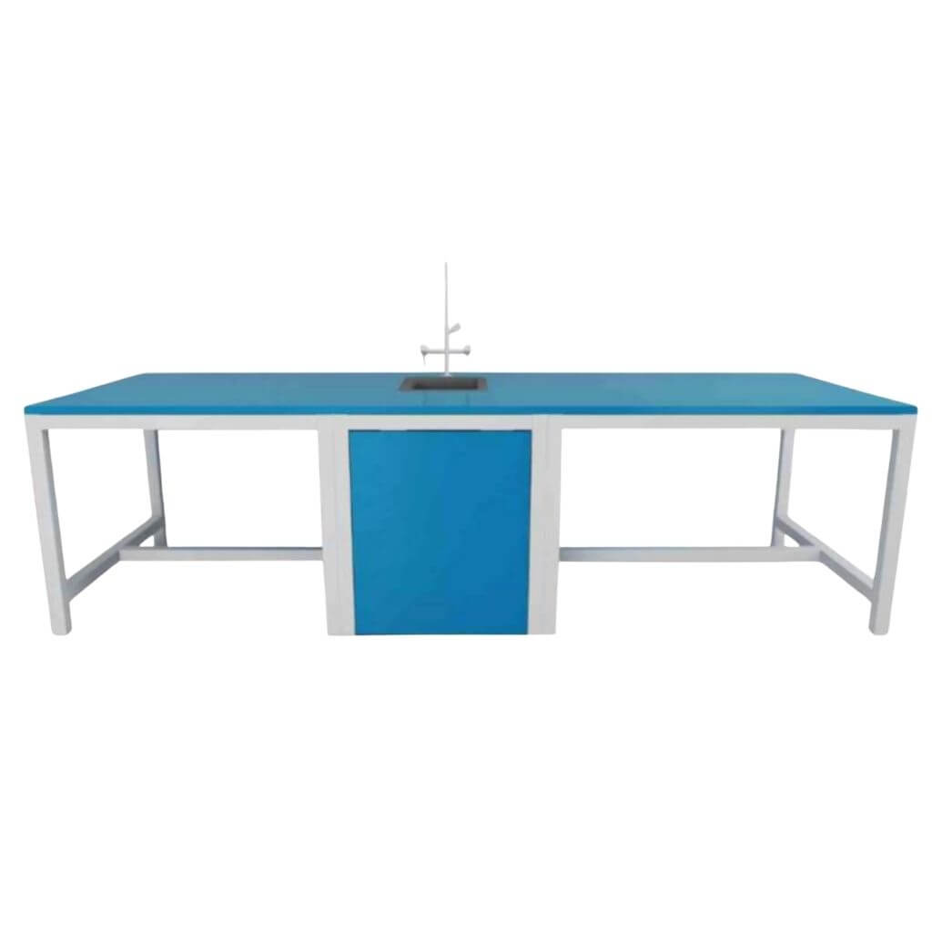 Blue Science Lab Workbench with Center Sink