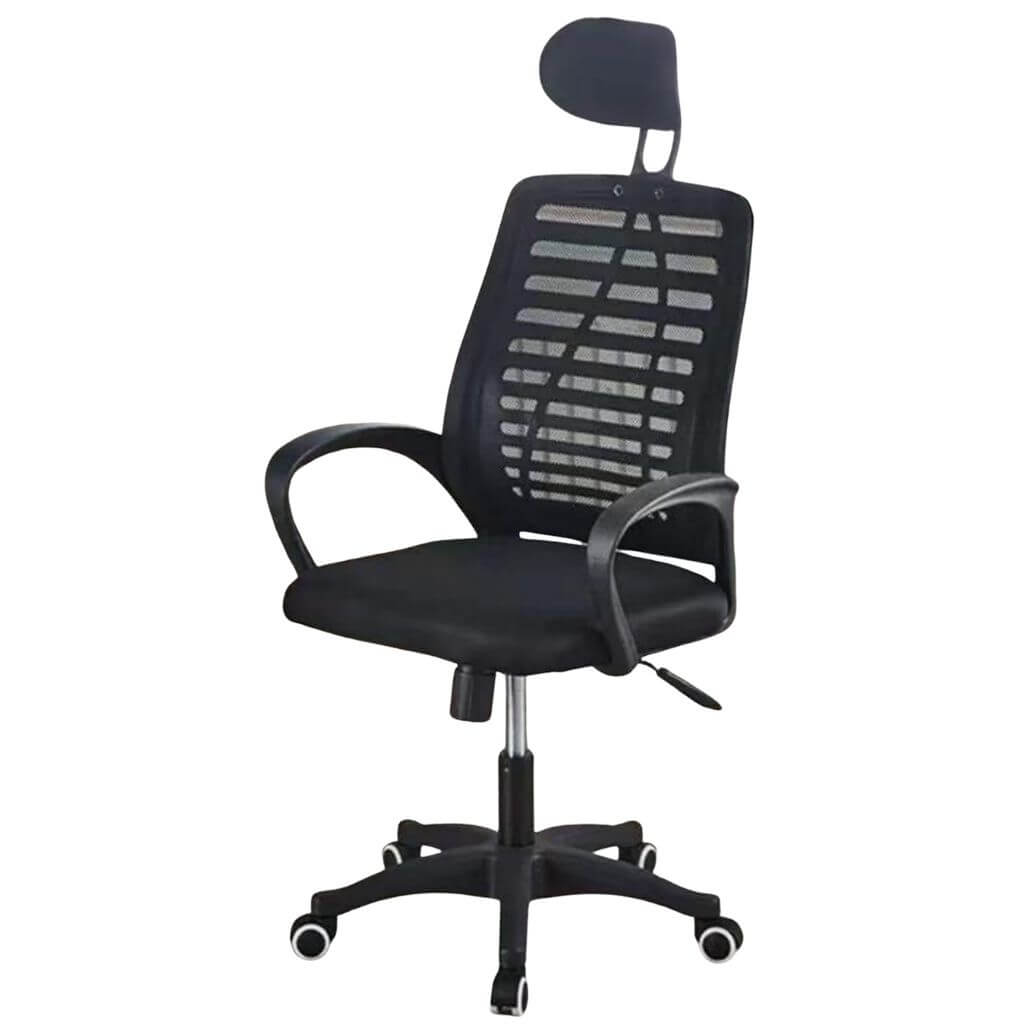 Black Grid Back Office Chair with Headrest
