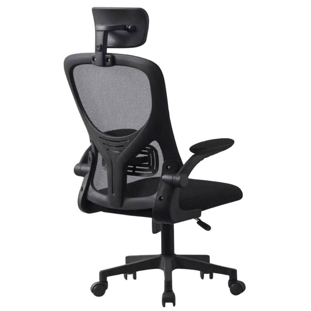 Black Mesh Office Chair with Headrest and Armrests