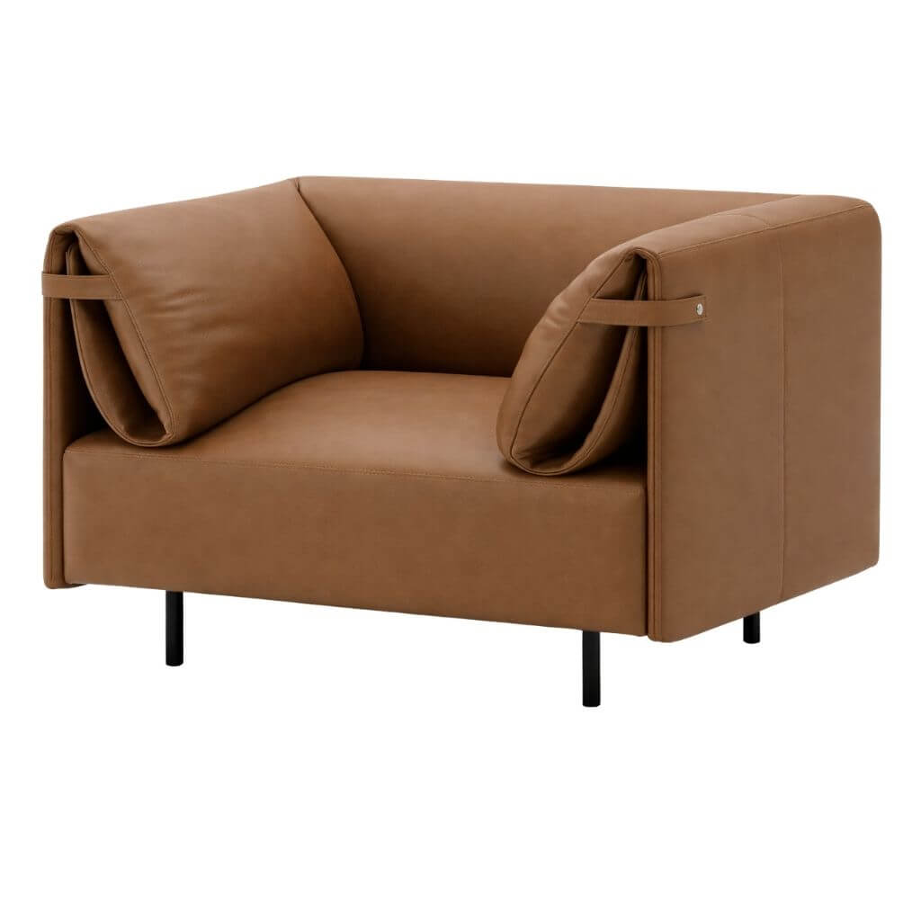 Lounge Armchair with Wrapped Arm Cushions