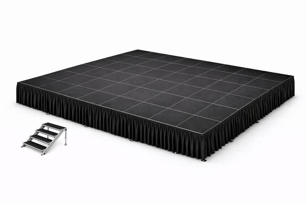 24' × 32' Stage Kit — Skirting + Stairs