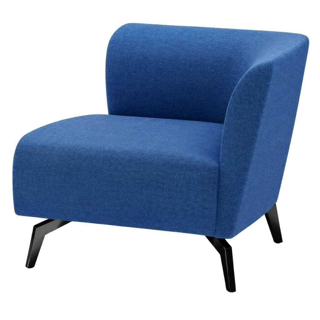 Blue Curved Lounge Chair with Black Legs