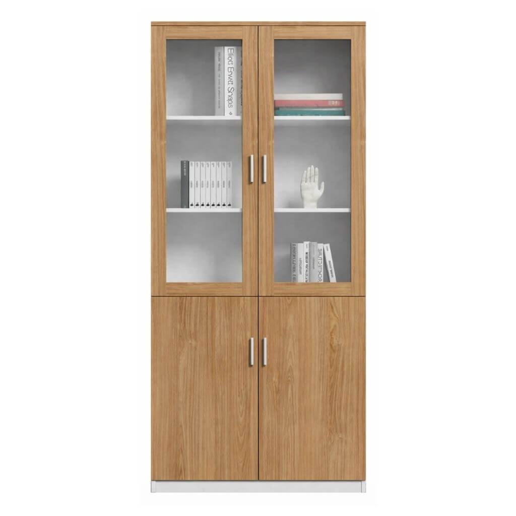 Glass Door Display Storage Cabinet Wood