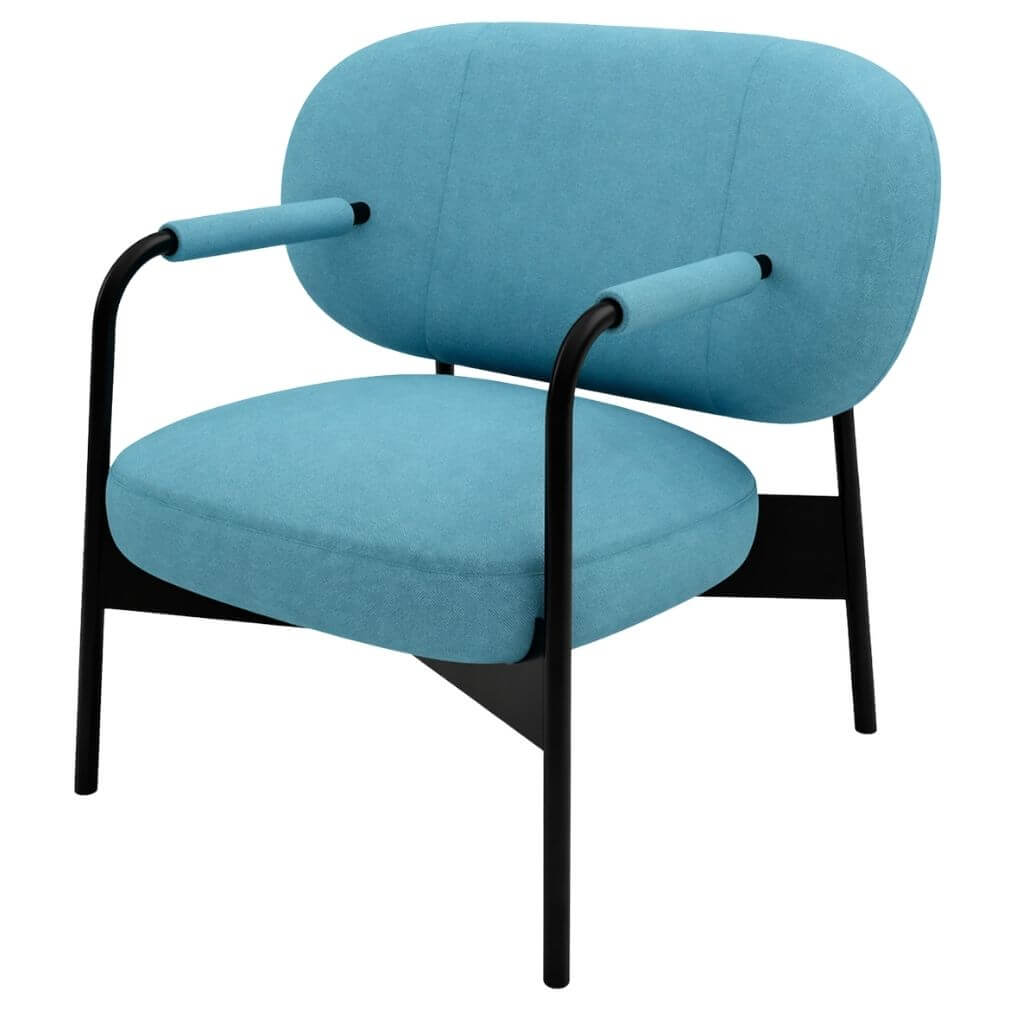 Blue Lounge Chair with Black Frame