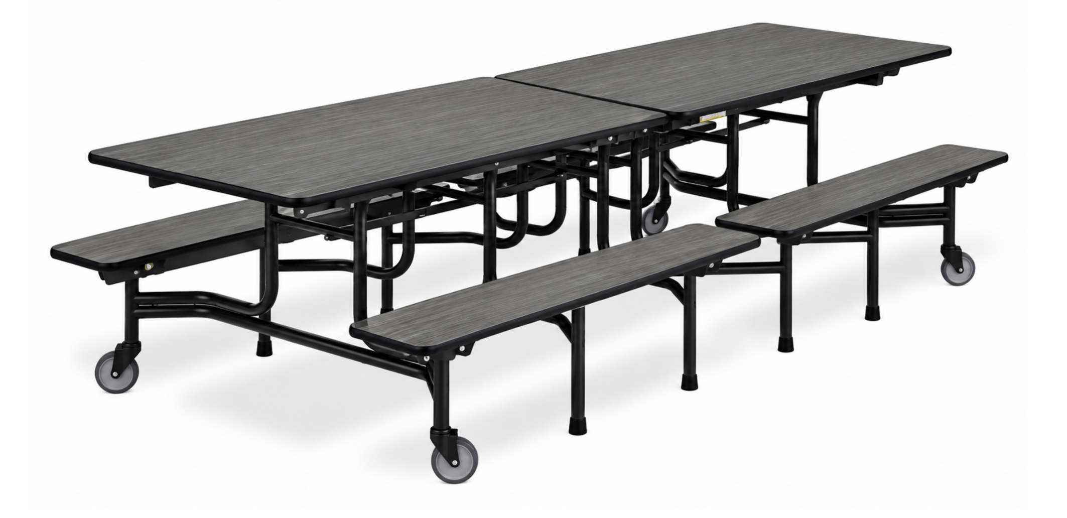 Bench Style Cafeteria Table — 8 ft — Grey Woodgrain