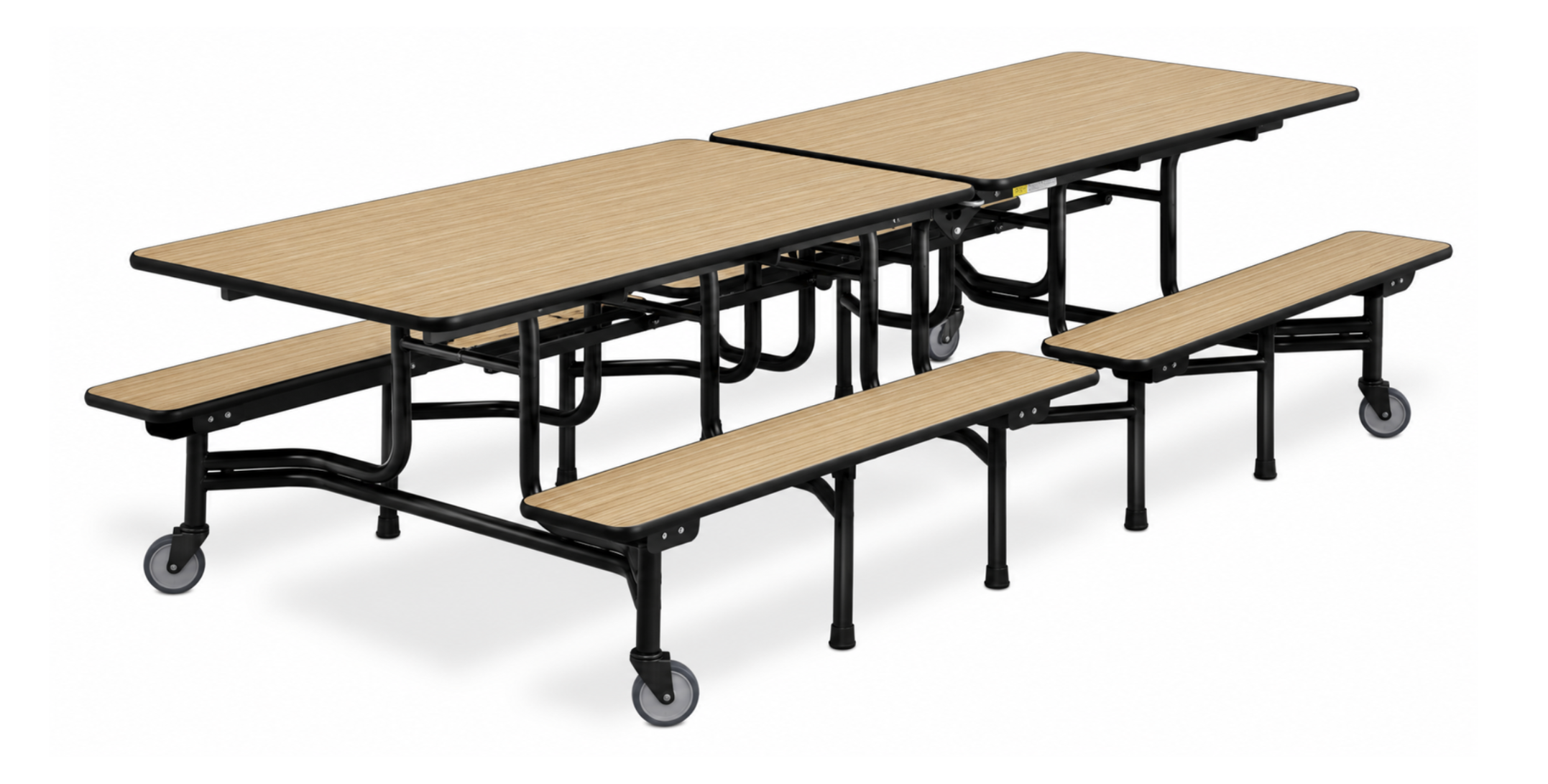 Bench Style Cafeteria Table — 8 ft — Light Oak Woodgrain
