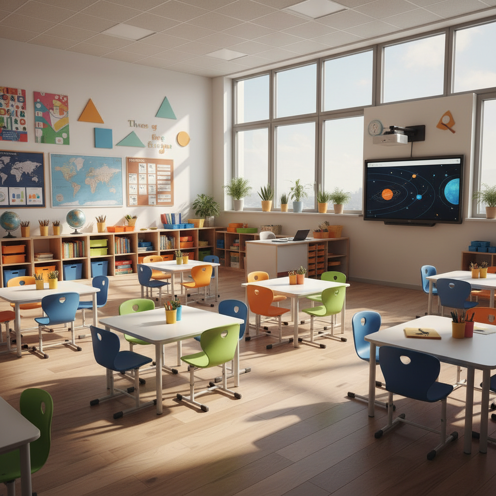 Modern classroom interior