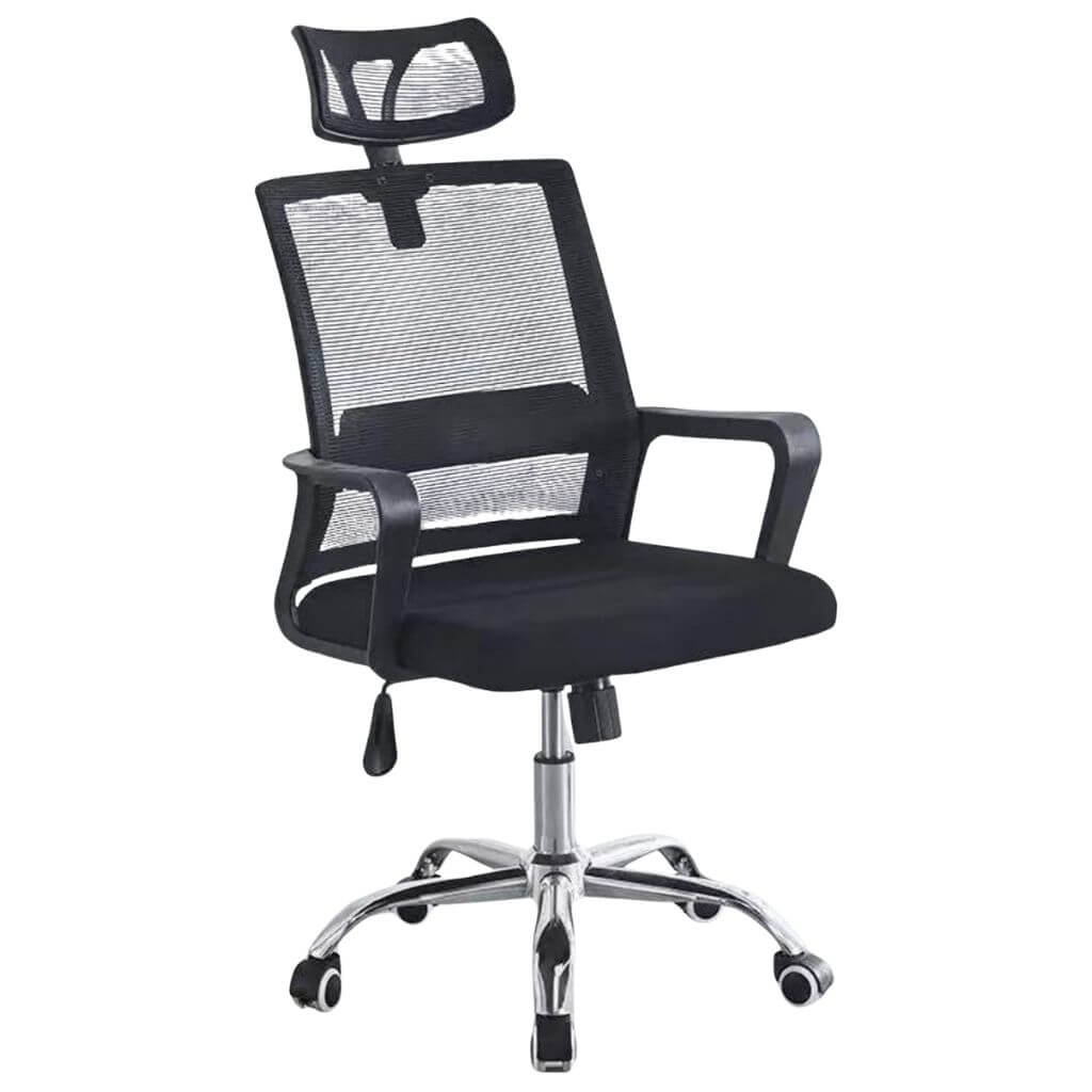Black and White Mesh Office Chair with Headrest