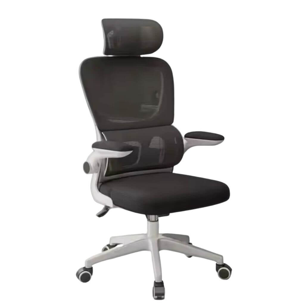 Black Cushioned Ergonomic Office Chair with Headrest