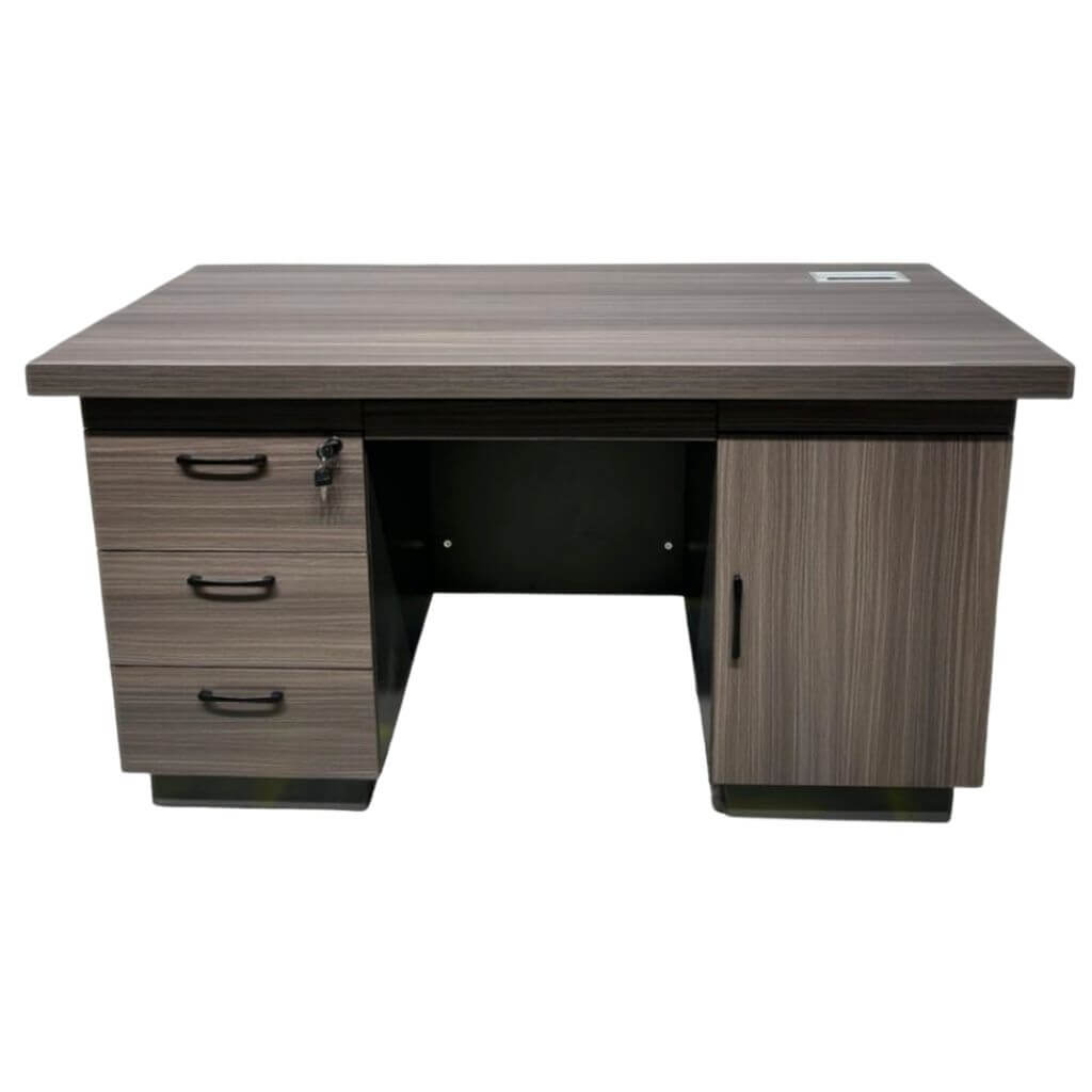 Double-Pedestal Storage Desk Modern Woodgrain