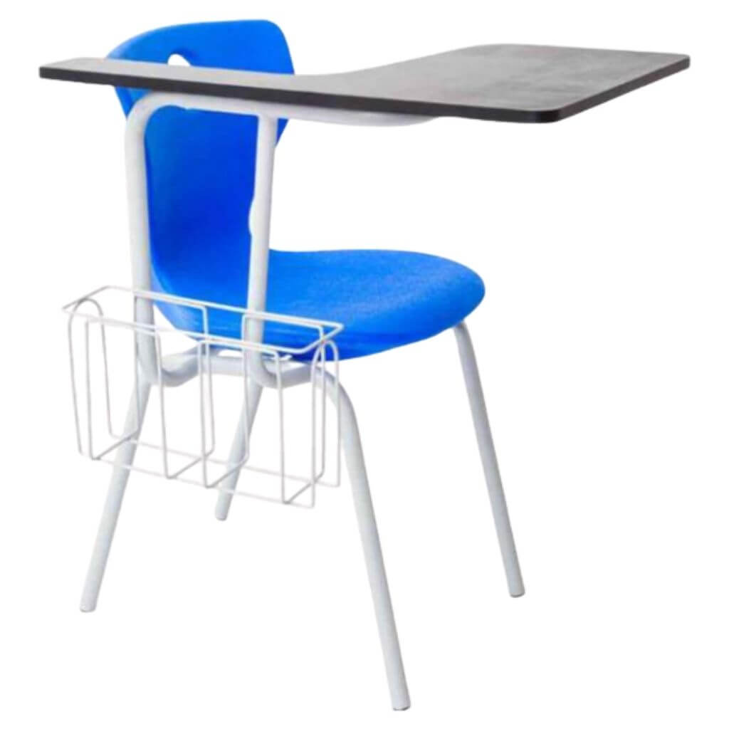 Black Wave Tablet Arm Combo Desk with Side Book Rack