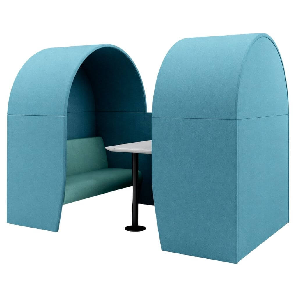 Blue Arched Private Lounge Booth with Center Table