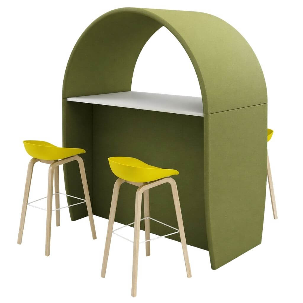 Green Arched Cafe Booth with Stools