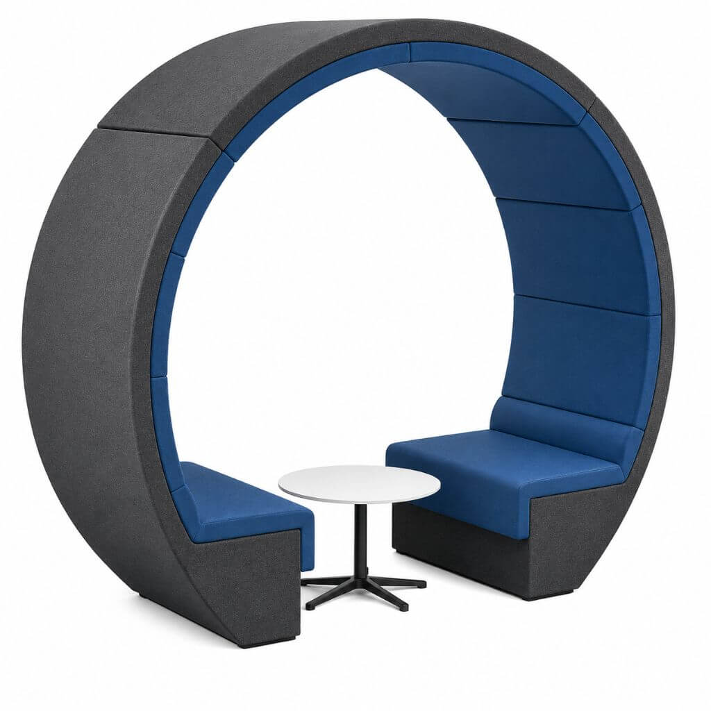 Circular Collaborative Privacy Booth with Integrated Table