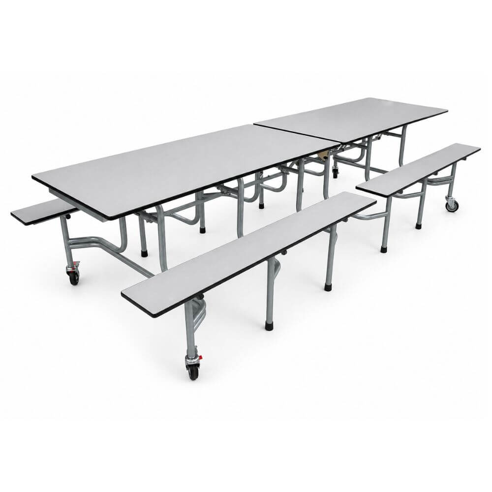 Double Row Mobile Cafeteria Table with Benches