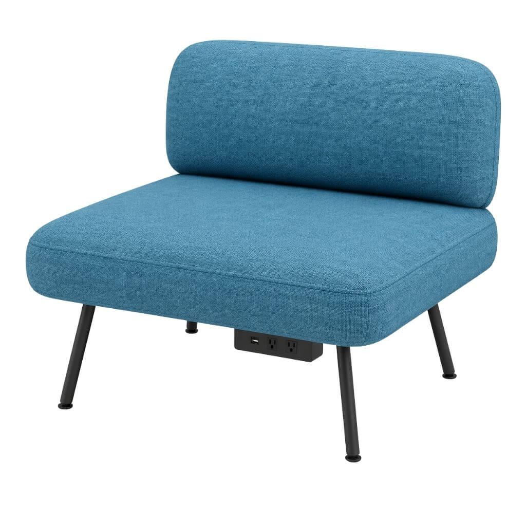 Blue Armless Lounge Chair with Backrest