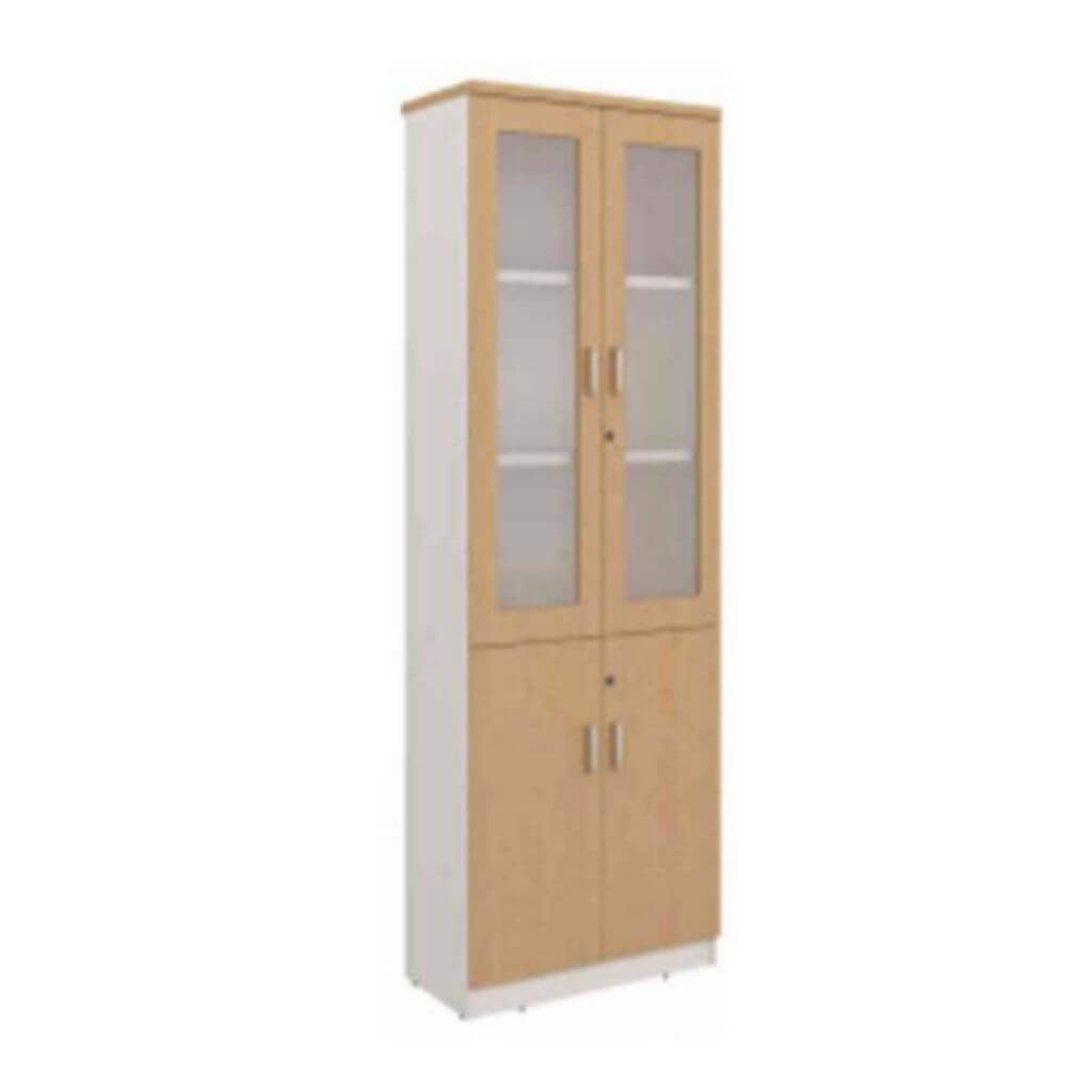 Tall Storage Cabinet with Glass Doors