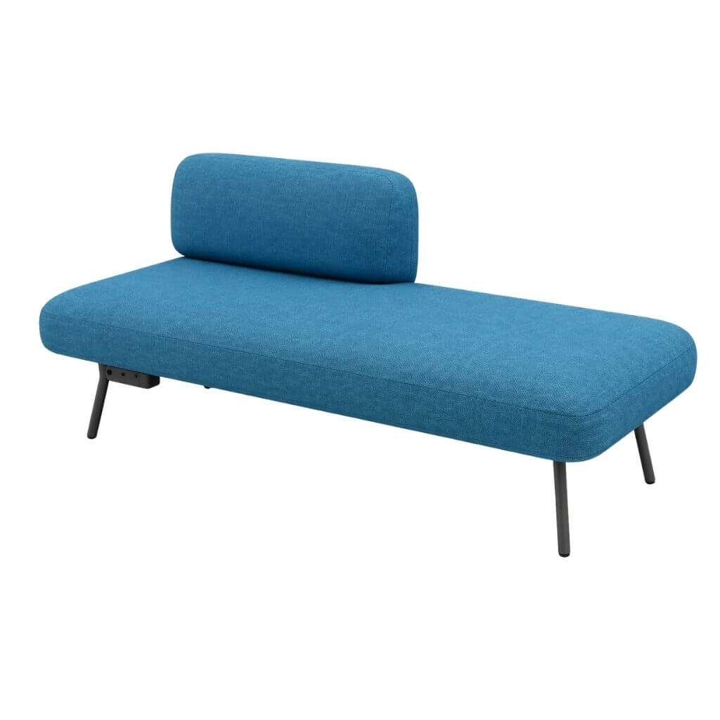 Blue Armless Lounge Bench with Backrest