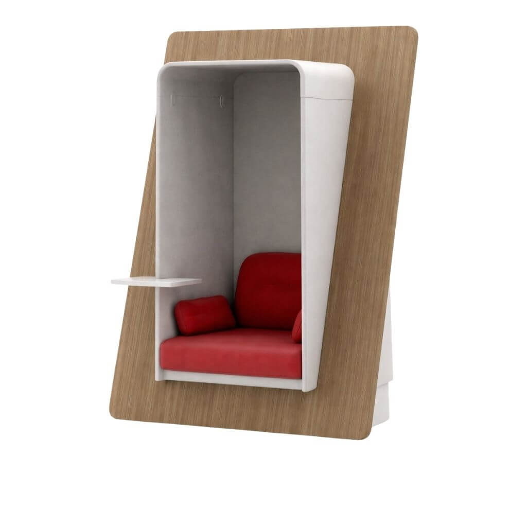 Angled Lounge Privacy Booth with Side Tables