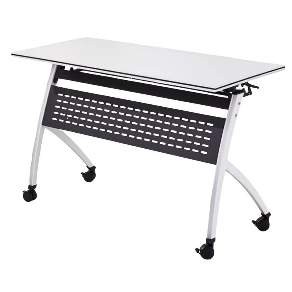 Arc-Leg Flip-Top Training Table with Perforated Panel