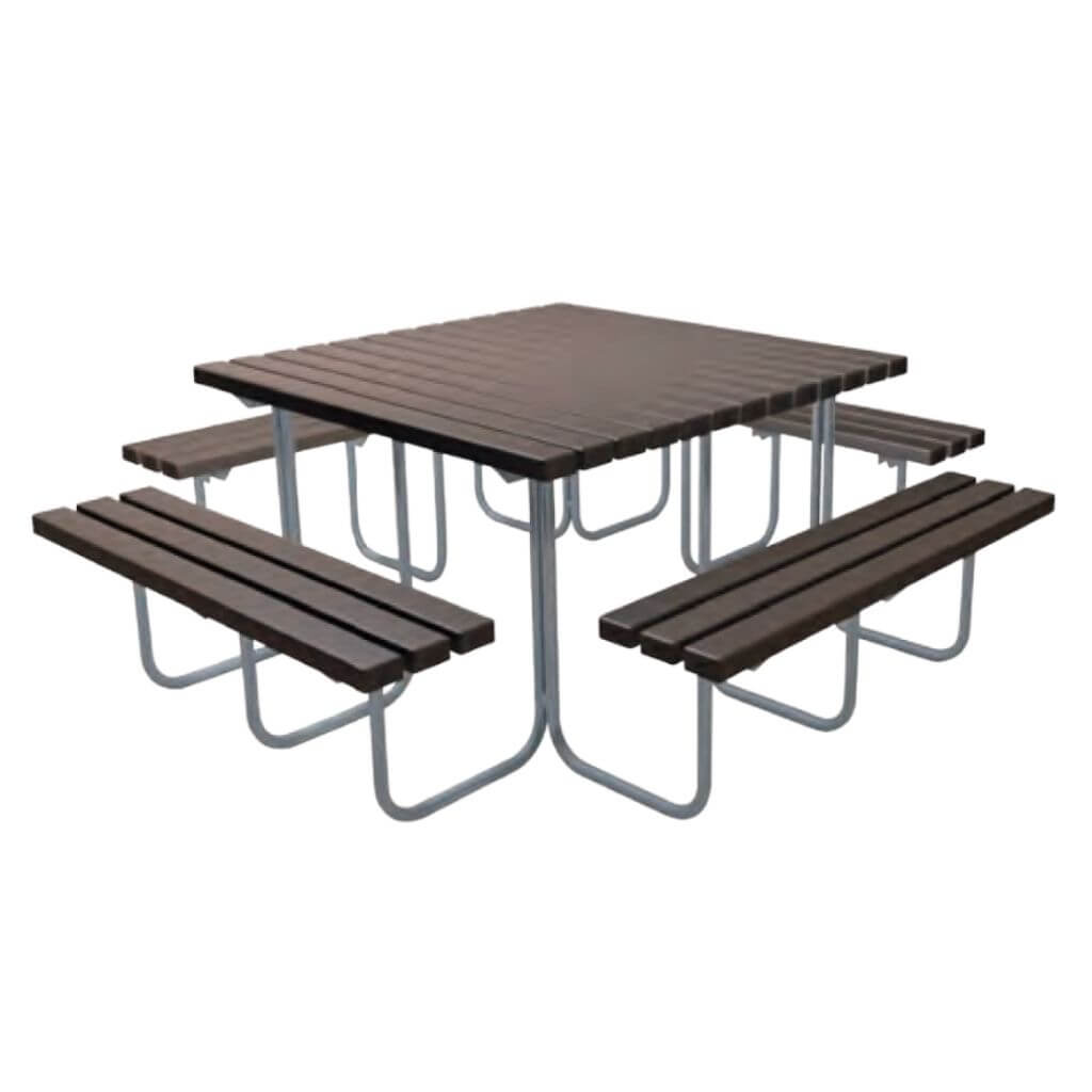 4 Seat Square Plank Picnic Table Wood