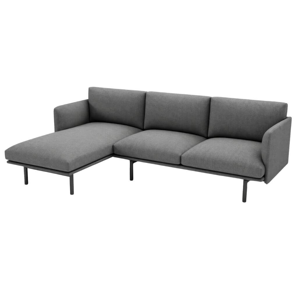 Gray Right-Arm Lounge Chaise Sofa