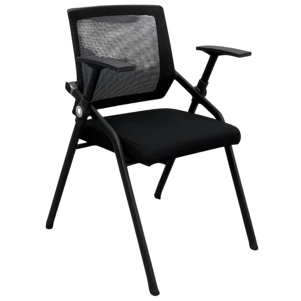 Black Mesh Training Chair with Tablet Arm
