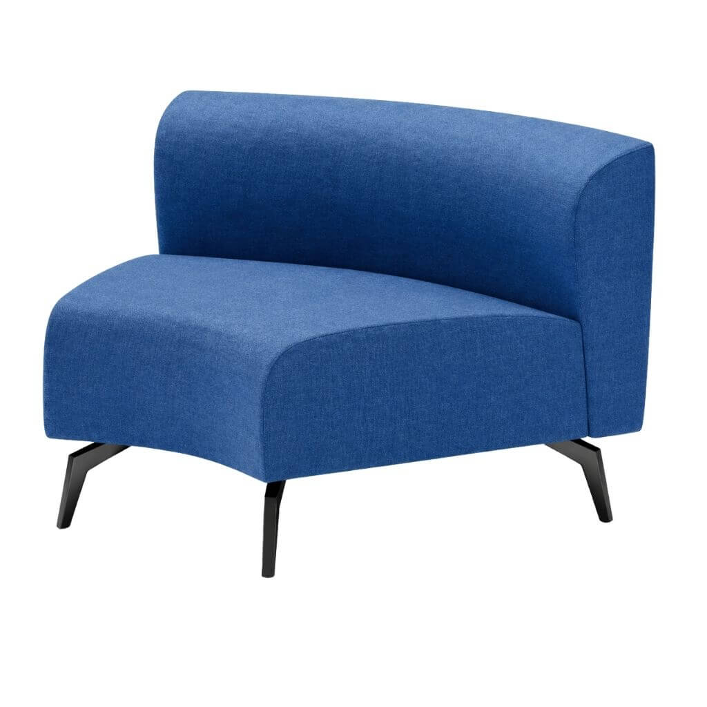 Blue Armless Lounge Chair with Curved Back