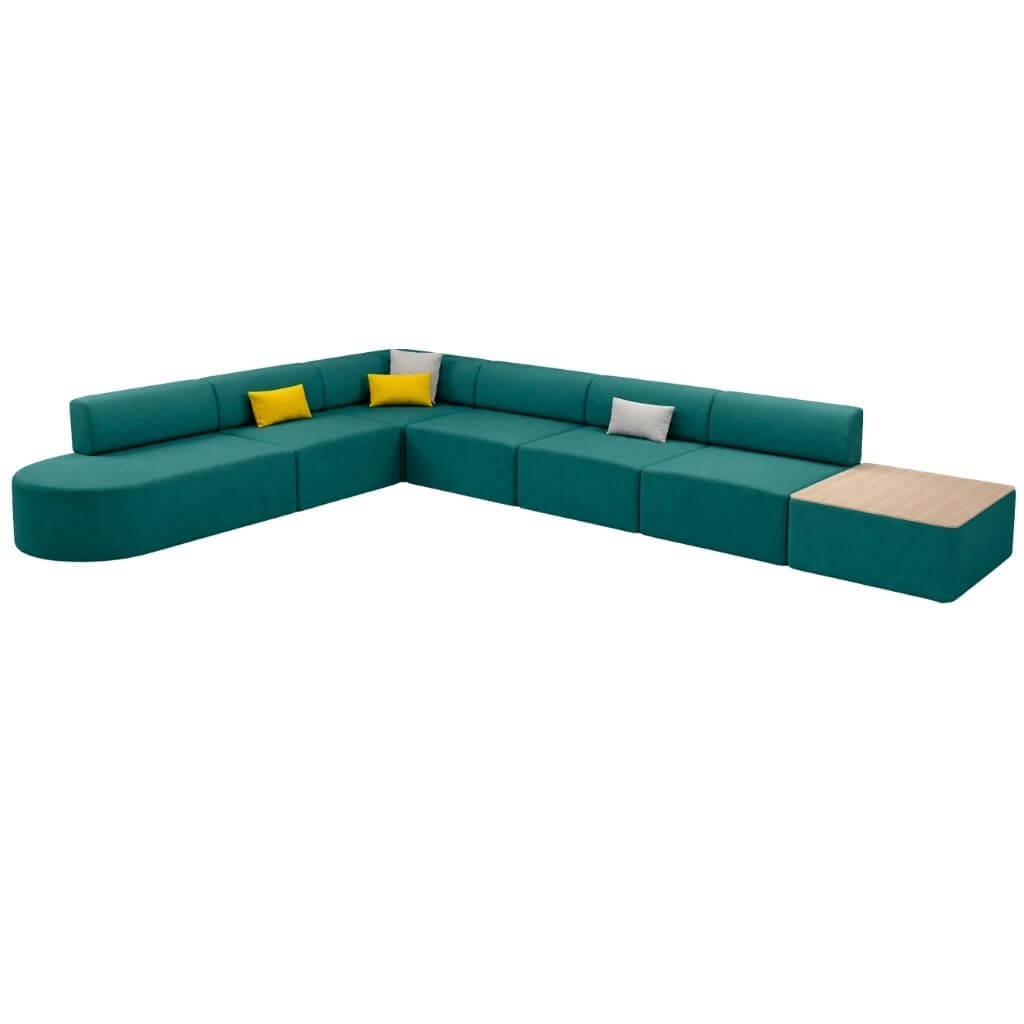 Angular Modular Lounge Seating with Integrated Table Section